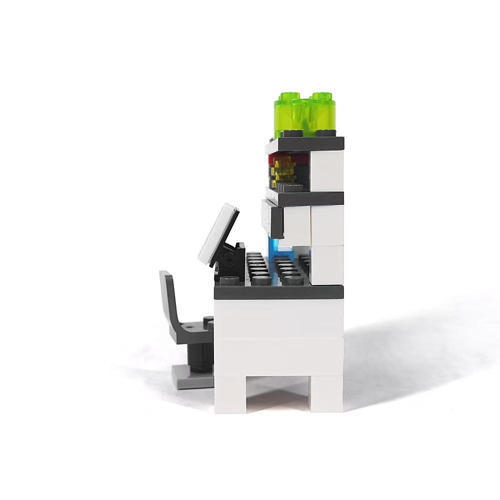 MOC City Computerexperimenttisch Bausteine-Set Bürowerkbank Mit Tastaturtisch Stuhl DIY Modellsteine