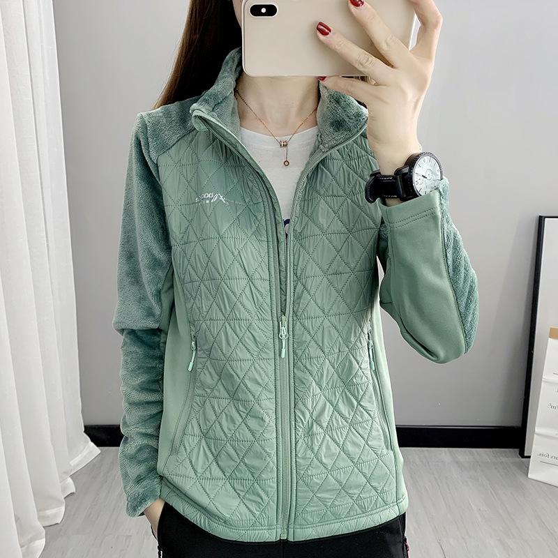 

Женская зимняя флисовая куртка Polar Fleece с длинными рукавами, теплая, большого размера, с утолщенным бархатом M зелёный