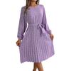 Women's Casual And Fashionable Long Sleeved Floral Print Pleated Skirt Dress Dress