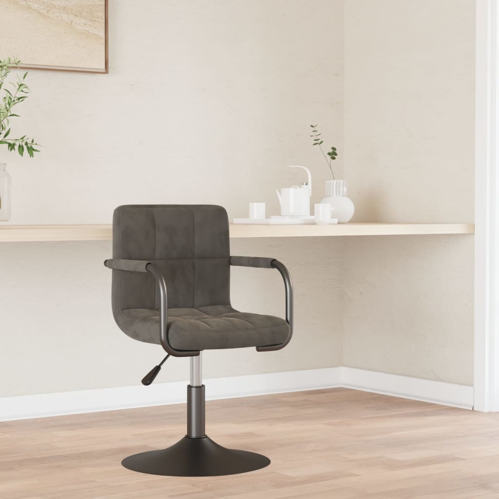 Vidaxl Dining Chair, Dark Grey, Upholstered In Velvet