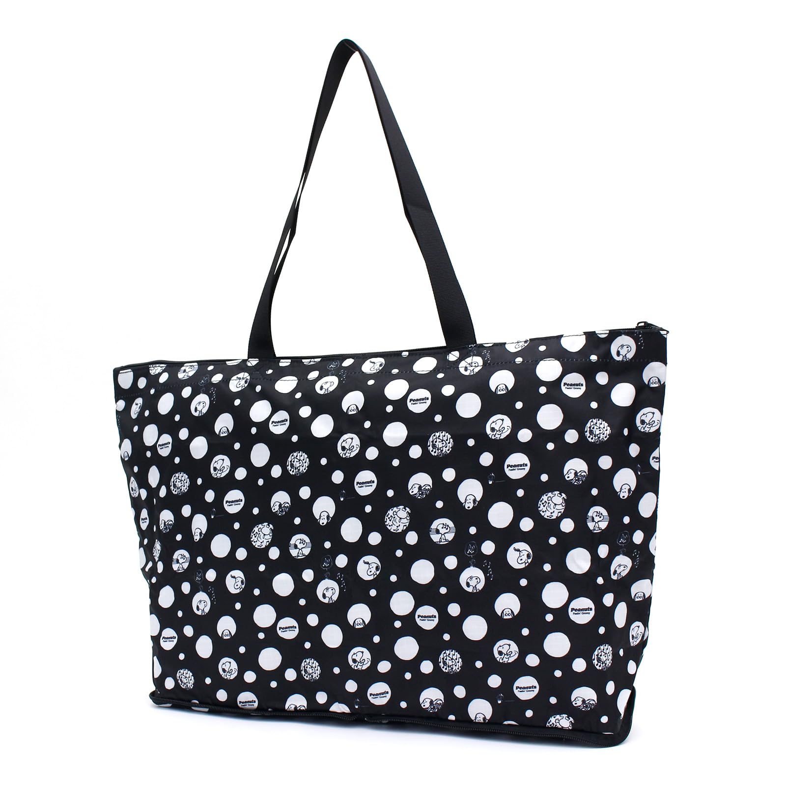 

Folding Bag Carry it small and use it Convenient folding bag series for women Snoopy tote bag PN136 Polka dot black [Travel Collection] big! carry-on