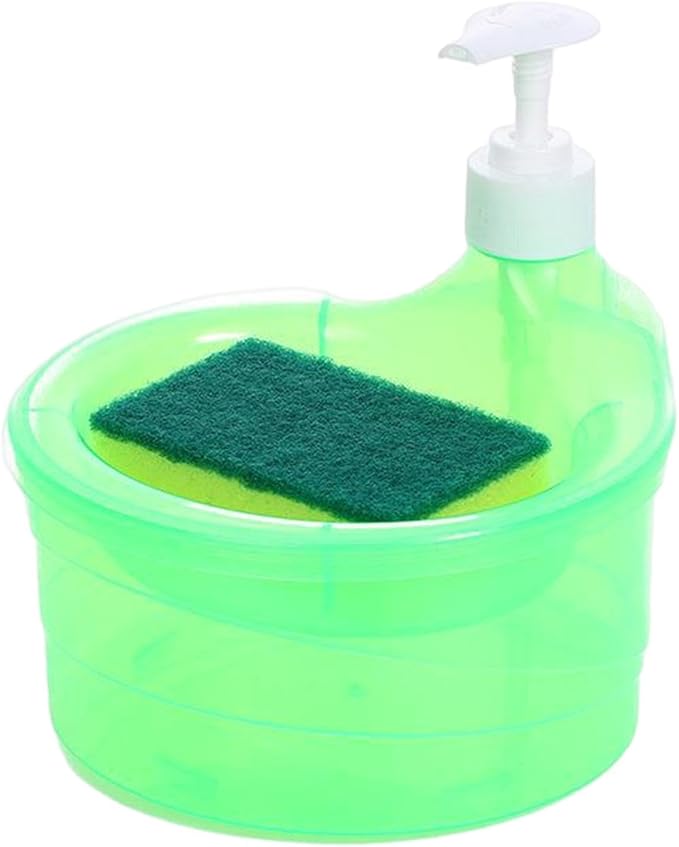 

Диспенсер для мыла для мытья посуды, 2 в 1 Диспенсер для мыла для мытья посуды, Диспенсер для кухонного мыла с губкой зелёный