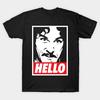 Men Black Print T-shirt Hello No-Cut Transfer Paper Print Cotton Tshirt