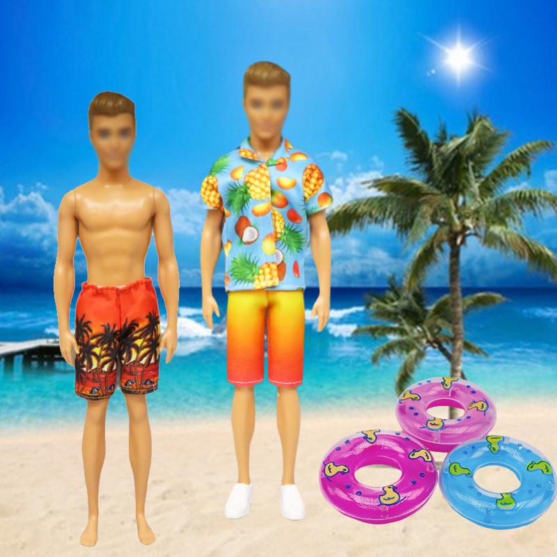 10Pcs Doll Clothes Accessories Inch Boy Ken Dolls Include Outfits Beach Shorts Shoes Swim Ring Surfboard and for 12 4 2 1 Kid Friendly Entertaining