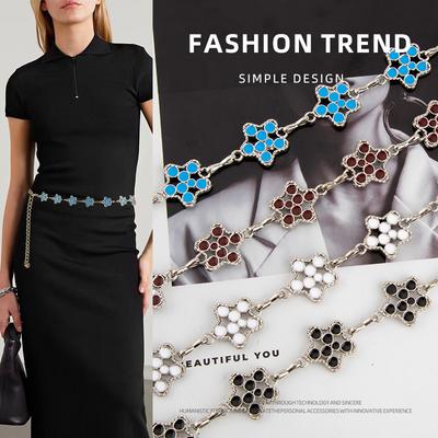 Flower Star Metal Decorative Waist Chain Women With Skirt Waist Body Chain Women'S Thin Belt Tide