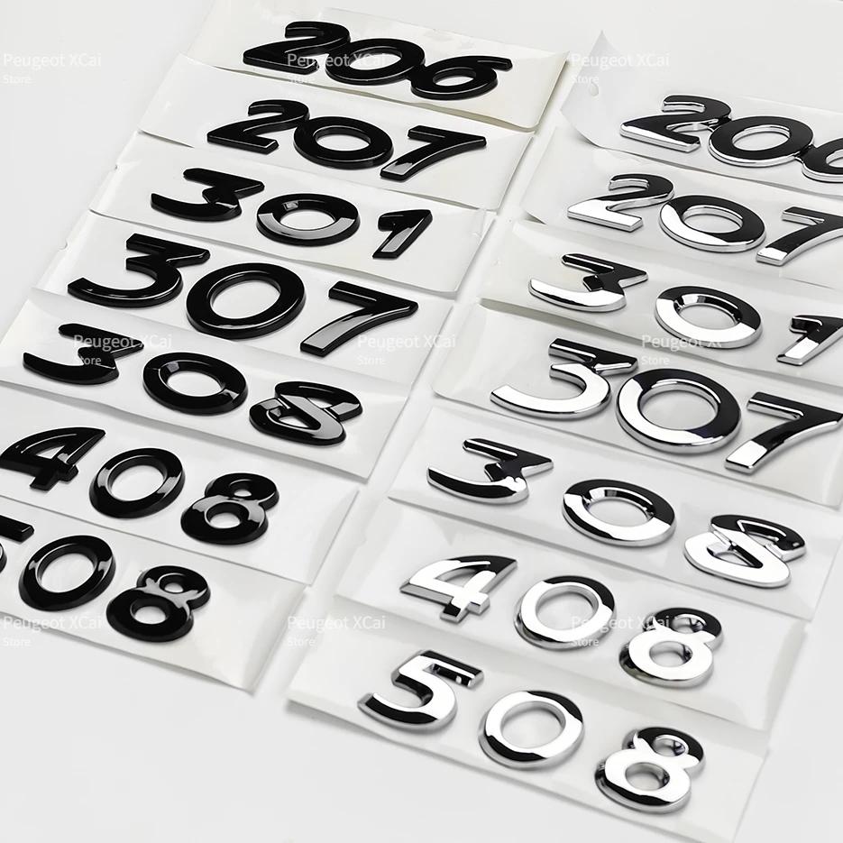 akpsw6 3D ABS Rear Trunk Emblem Badge Number Sticker for Peugeot 206 207 301 307 308 408 508 Car Accessories Comes with Back Glue