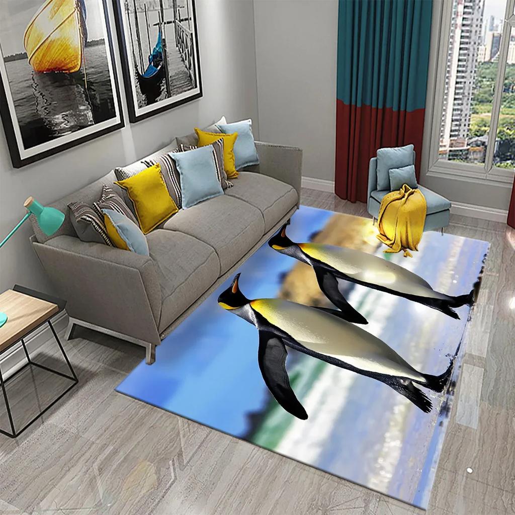 Antarctica Penguin Pattern Carpet Cute Animal Large Carpet for Living Room Bedroom Decor Area Mats Bathroom Non-slip Mat Carpet