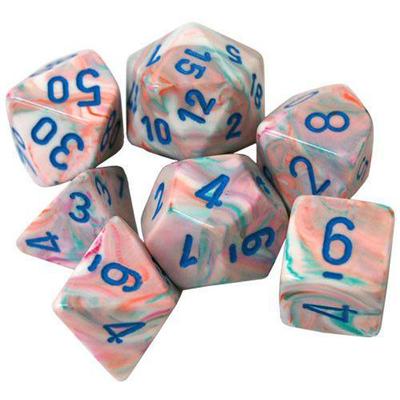 Chessex Festive Pop Mini-Polyedrisches 7-Würfel-Set (Kunst/Blau)