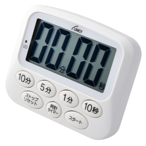 YNAC LINKSY Light and Sound Digital Timer with Clock, Count Up/Count Down, White, LT091W