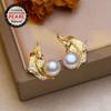 Natural Freshwater Pearl Earrings Fashion Cubic Zirconia Pearl Stud Earrings For Women Party Jewelry