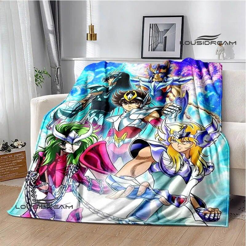 Knights of the Zodiac Cartoon Printed Blanket Flannel Warm Blanket Soft and Comfortable Blanket Bed Linings Birthday Gift