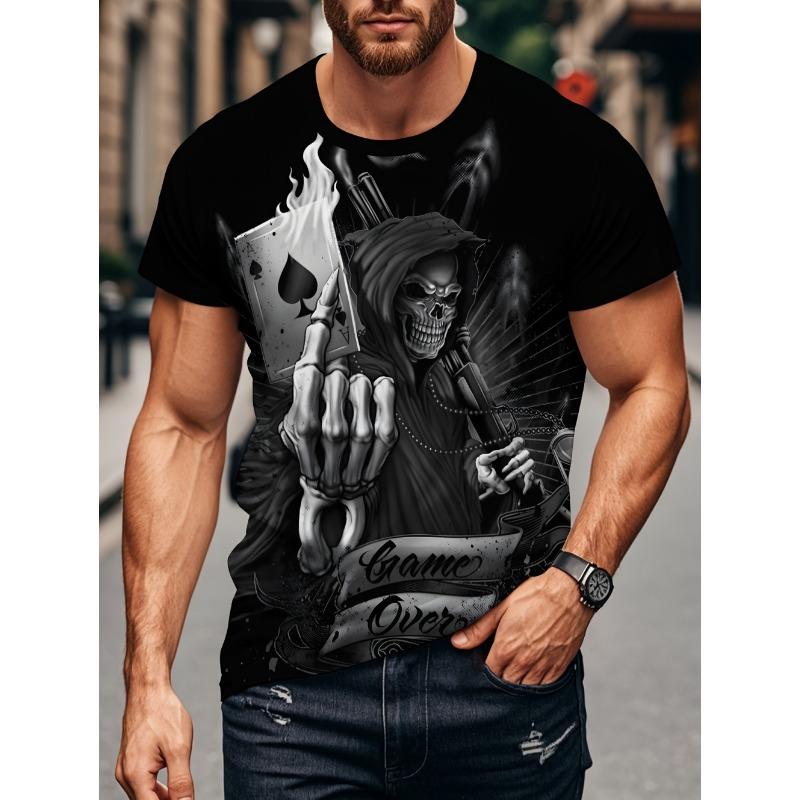 Men's 3D Pattern Print T-Shirt Summer High Definition Graphic Short Sleeve Tee Harajuku Style Plus Size Fashion
