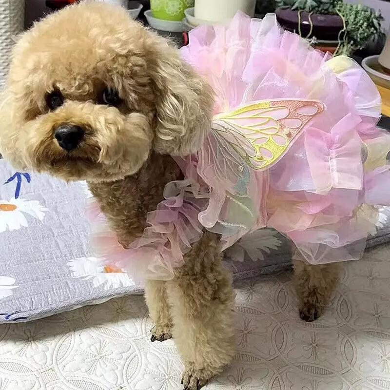 Haustier Prinzessin Schmetterlingskleid Kleiner Hund & Katze Hochzeitskleid Rock Elegantes Königliches Kostüm für Hunde & Katzen Niedliche Haustierbedarf