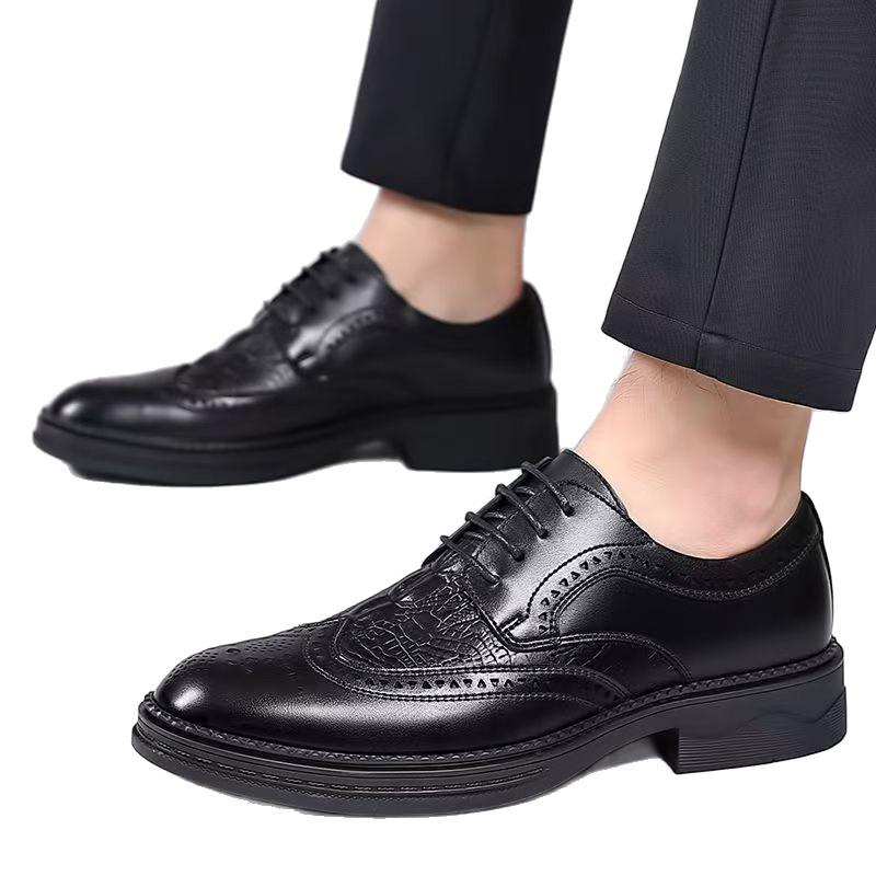 Pánské ležérní šněrovací boty z pravé kůže s krokodýlím vzorem