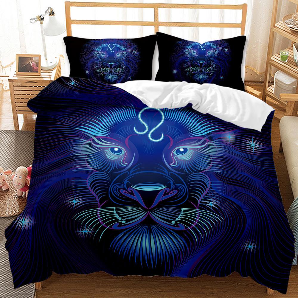 Twelve Constellations Duvet Cover Set King Size Mystery Black Background 3D Printed for Kids Teen Adult Polyester Bedding Set
