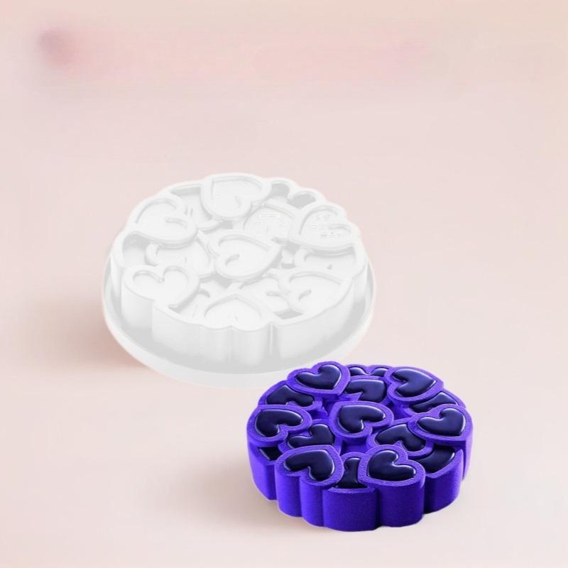 1 Pc Baked 8 Inch Peach Heart Love Mousse Silicone Mold, French Dessert Valentine's Day Cake Mold, Handmade Candle Mold