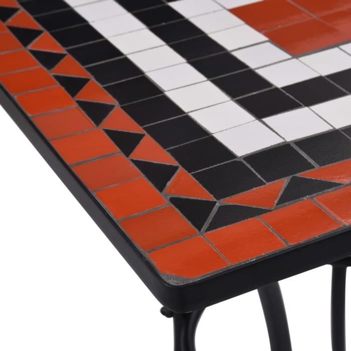 Table de bistro - vidaXL - Mosaïque - Terre cuite et blanc - 60 cm - Fer laqué