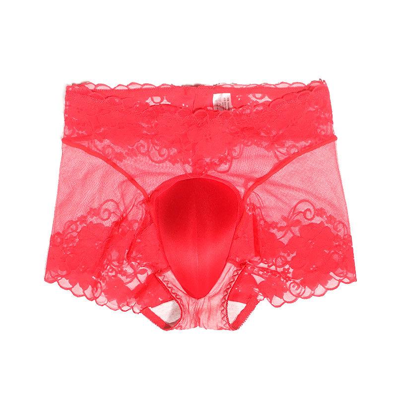 Sexy Spitzen-Slips Herren und Damen gleich Hochtailliert Drag-Spitze versteckte jj gefälschte Damen-Slips D dreidimensionaler Überzug