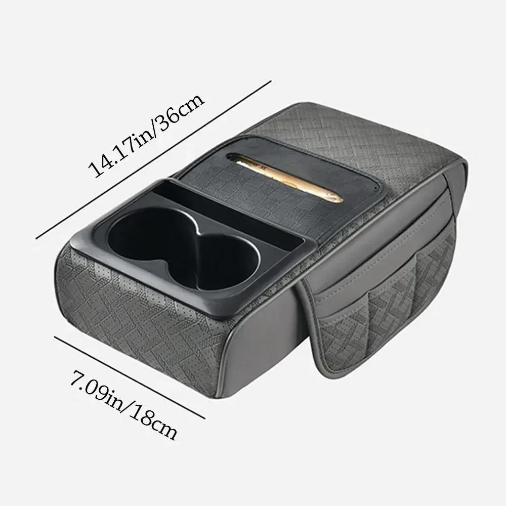 Car Armrest Cushion Extender with Storage Wireless Charging Cup Tissue Holder Multifunctional Interior Accessories Organizer
