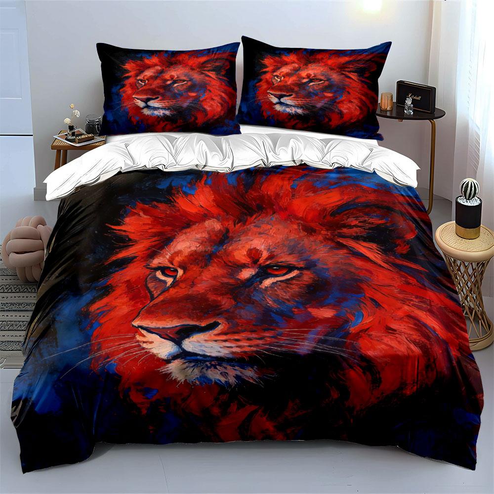 Fiery Lion Head Artwork. Bedding Sets Duvet Cover Sets Duvet Covers Pillowcases(1 * Duvet Cover 2 * Pillowcases Without Duvet Insert)