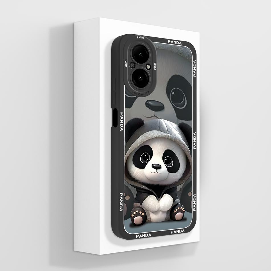 Cute Panda Case For Realme C67 Phone Housing For OPPO Realme C 67 4G 5G Back Cover Soft Smooth Liquid Silicone Camera Protector