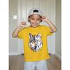 European Size Boys Round Neck Short Sleeved T Shirt with Mechanical Werewolf Pattern