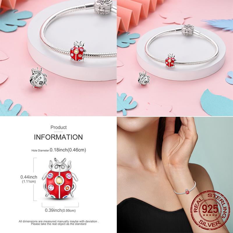 Colorful Butterfly Dangle Charms Copper Parrot Ladybug Beads For Women Fit Original Bracelets Diy Jewelry