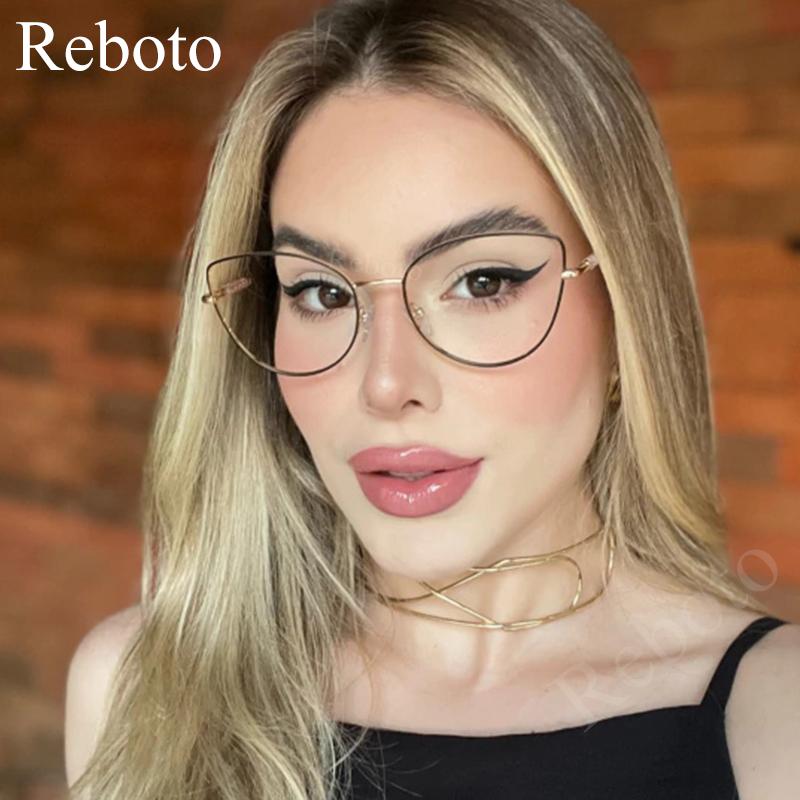 Sexy Cat Eye Eyeglass Frames Women Trendy Transparent Optical Glasses Female Fashion Gradient Gray Sunglasses Women's Eyewear