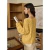 Women's V-Neck Lace-Trimmed Cutout Knit Sweater