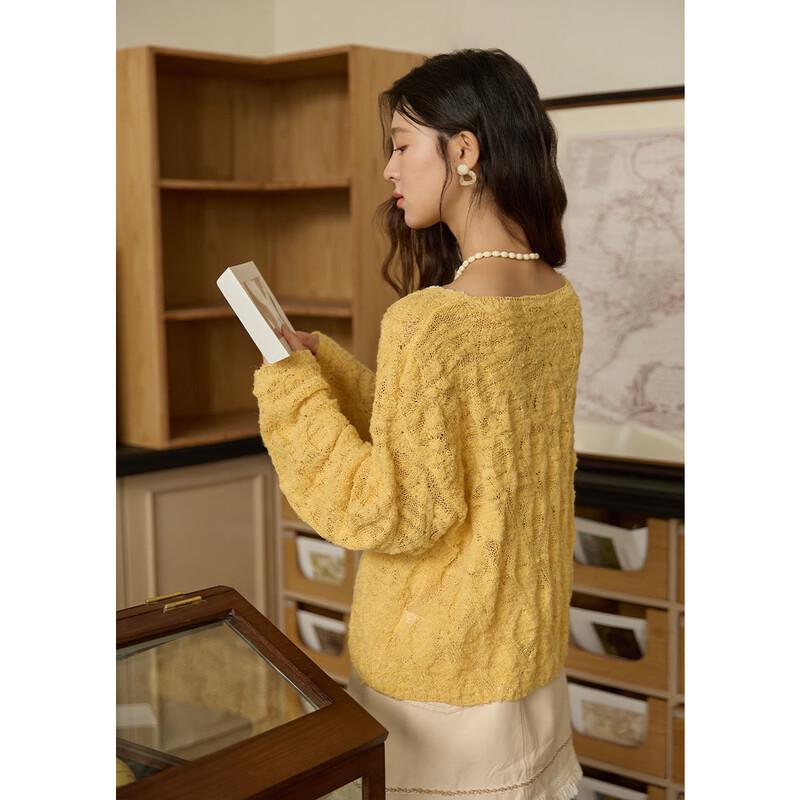 Women's V-Neck Lace-Trimmed Cutout Knit Sweater