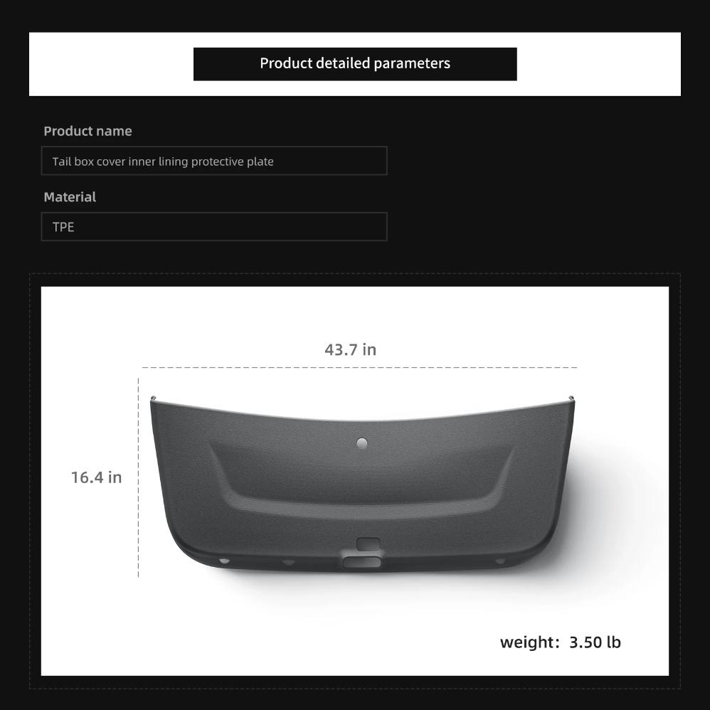 For Tesla Model Y Launch 2025 2026 Juniper Rear Trunk Door Anti-dirt Mat Trunk Tailgate Protection Pad Car Accessories