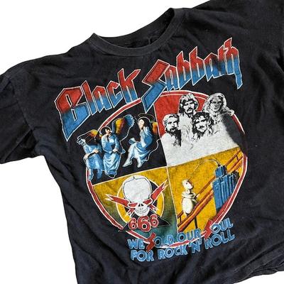 Vintage Black Sabbath en Blue Oyster Cult 1980 Tour Zwart Unisex Shirt WA1791 Unisex T-shirt