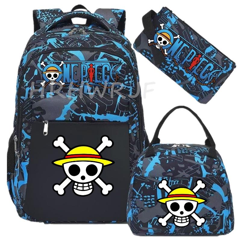 One Piece Backpack Monkey D Luffy Travel Nylon Mochila Feminina Bagpack Bolsas School Bags for teenager Laptop School Bags 3pcs