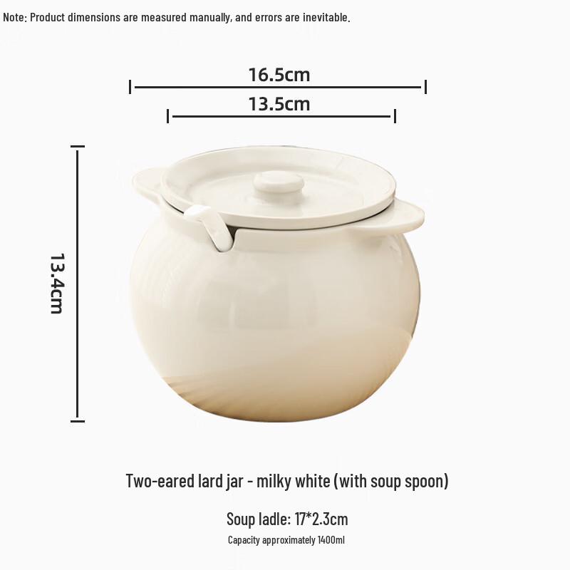 Large Ceramic Lard Pot with Spoon