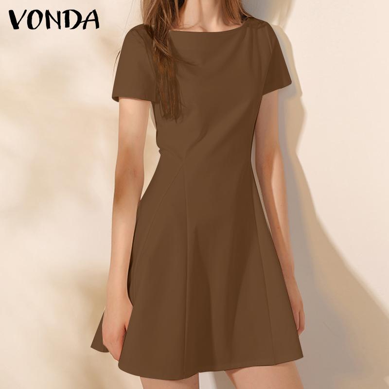 

VONDA женское короткое платье трапециевидной формы с круглым вырезом и короткими рукавами