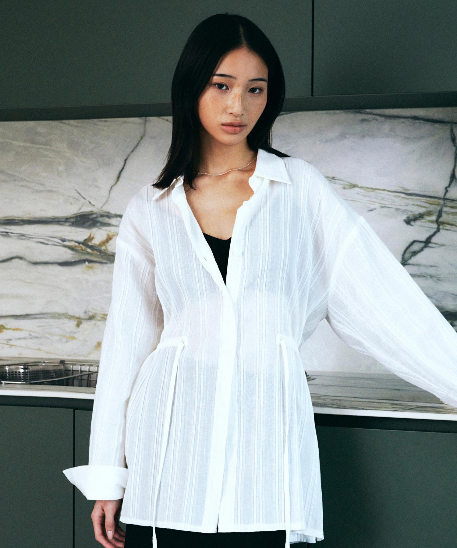 Nive Cotton Stripe Drawstring Shirts (Ivory) Free
