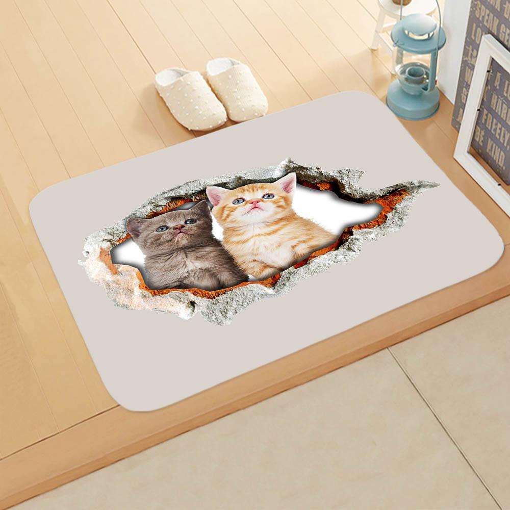 Cute Cat Dog  Pattern New Entrance Floor Mat Bathroom Absorbent Foot Door Mat Horror Skeleton Decoration Nonslip Area Foot Mats