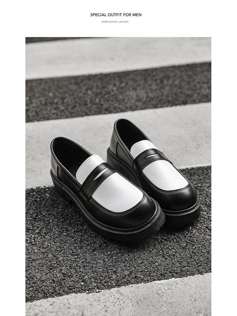 Men's Retro Leather Derby Shoes - Autumn Casual, British Style, Height Increasing, Wear-Resistant, Thick Sole Fashion.