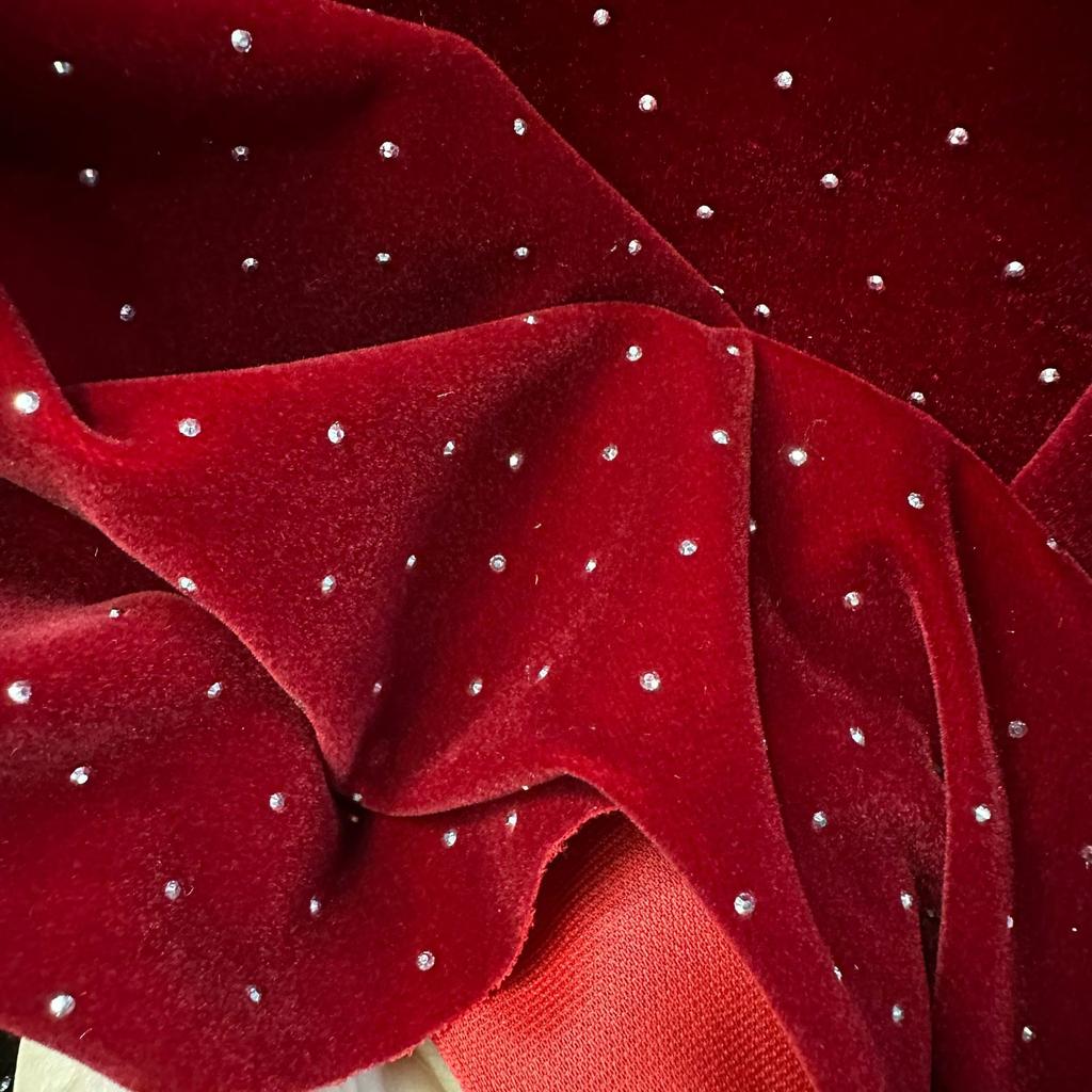 Flerfärgade 3D Glittrande Kristall Strass Sammetstyg Afrikanska Broderityger för Klänningssömnad Cheongsam 150 cm Bredd