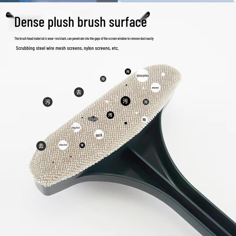 Multifunctional Double-Sided Window Screen Cleaning Brush with Long Handle