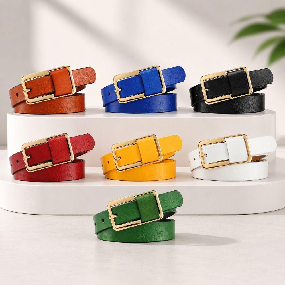 Metal Buckle Pin Buckle Belt Versatile Thin Leather Belt Fashion Genuine Leather Belt For Women