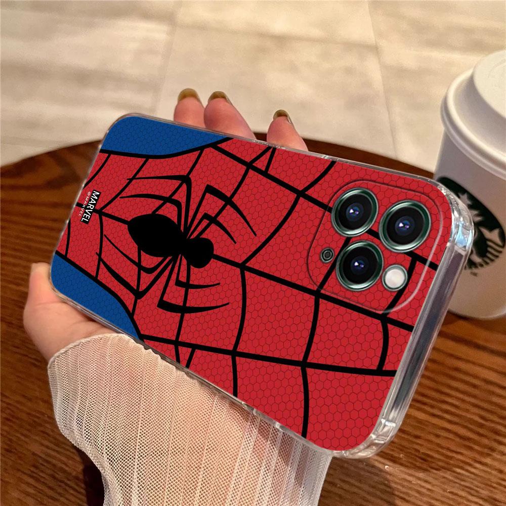 Marvel Spiderman Transparent Phone Case For iPhone 17 Pro Max 17E 11 12 13 14 15 16 Pro Max 15 Plus 17 Air 16E 7 XS Soft Cover