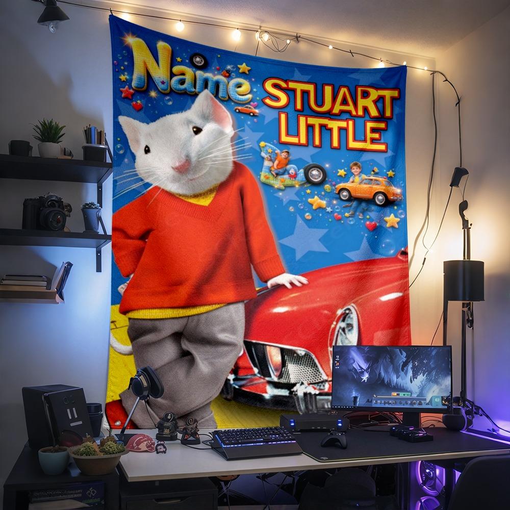 Custom Name Stuart Little Tapestry Wall Hanging for Bedroom, Living Room & Dorm Decor, Modern Home Wall Art