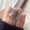 925 Sterling Silver Rings For Women Geometric Fine Jewelry Finger Adjustable Wide Interlines Ring For Party Birthday Gift