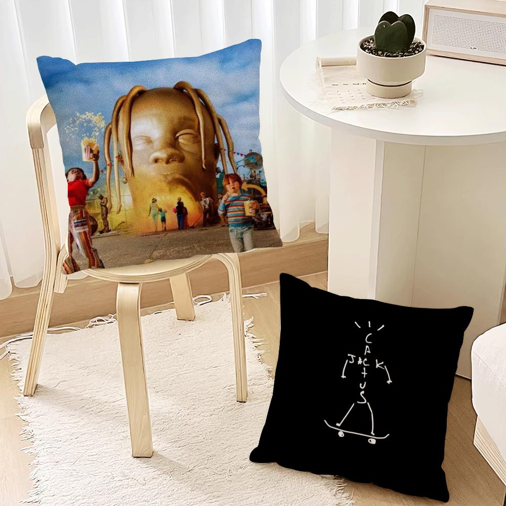 Luxury T-Travis S-Scott Cushion Cover Room Home Sofa Living Office Coffee Shop Car Printing Decoration Nordic Simplicity Cover