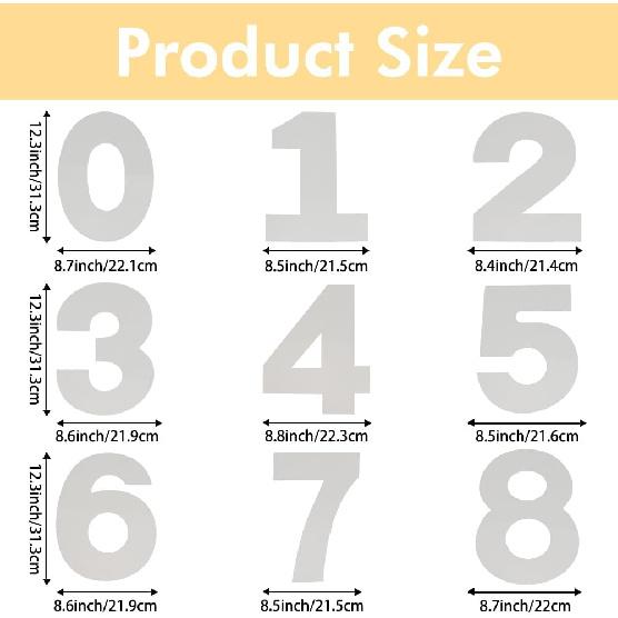Number Cake Mold Baking Forms Moulds, 9 Pieces 0-8 Cake Number Stencils, 12 Inch Numbers Cake Pans, Flat Plastic Mold Numerical Templates Cutting for