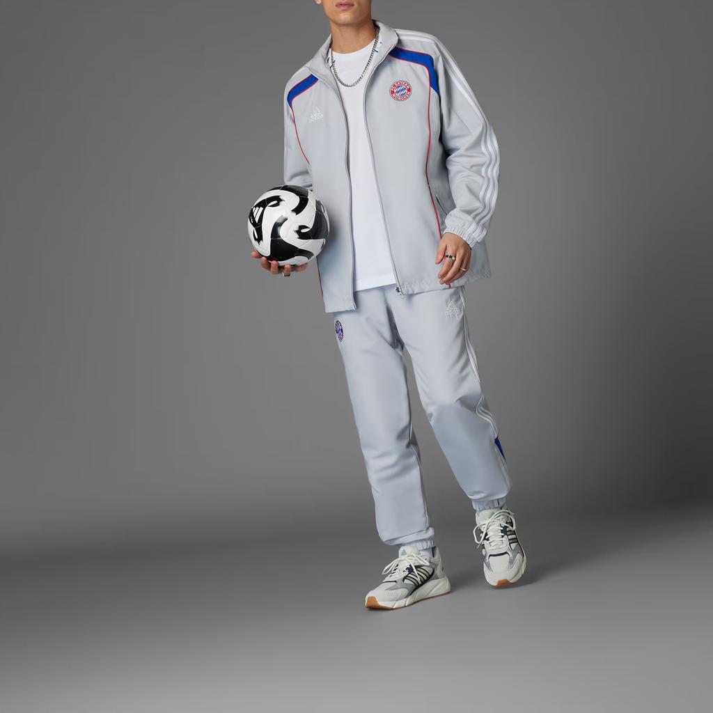 Adidas FC Bayern Track Casual Sports Zip Long Sleeve Jacket Men Jackets Silver Gray JF0592