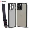 (Comes with wrist strap)IBMRS for Apple iPhone 14 pro max Case 6.7 Inches camo  Clear Hard Back and Flexible TPU Frame Shockproof Phone Cover