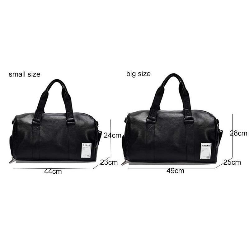 High Capacity Black Gym Fitness Bags Men Women PU Leather Sports Shoulder Bag Travel Luggage Handbag