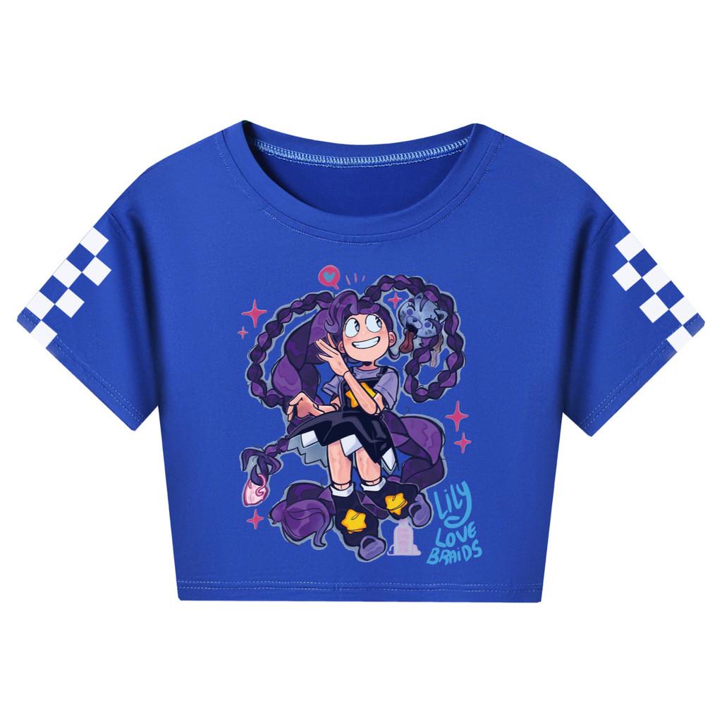 5625 Kids Girls Lily Lovebraids Print Outdoor Short T-Shirt Top 110cm темно-синий